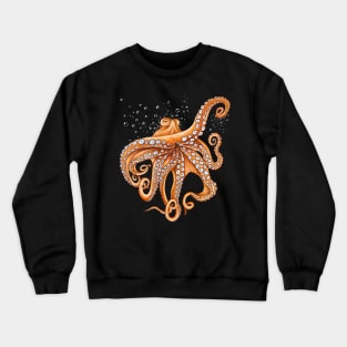 Orange Red Octopus Tentacles Kraken Bubbles Art Light Crewneck Sweatshirt